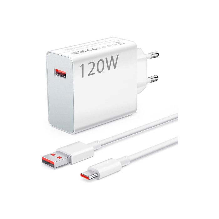 Cargador Rápido Xiaomi 120W + Cable USB-C Blanco