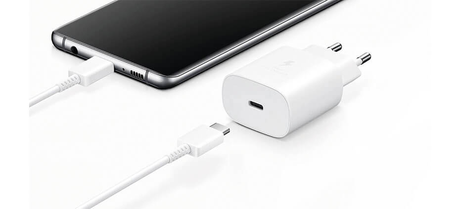 Samsung USB-C Chargeur Rapide 25W + USB-C Câble EP-TA800 Blanc 