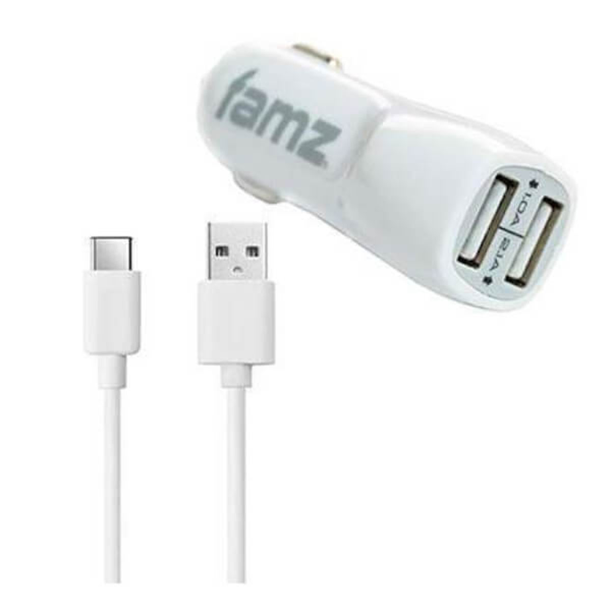 Cargador de Coche Universal USB tipo C 2.1A Blanco