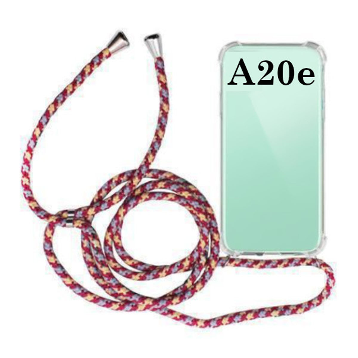 Funda Colgante transparente con Cuerda Rojo Burdeos y Azul para Samsu