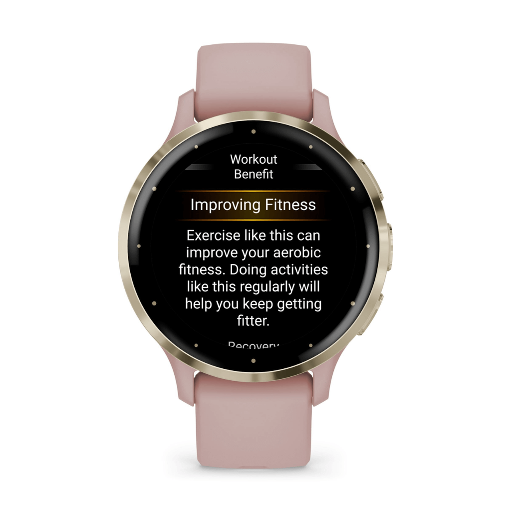 Garmin Venu 3S 41mm Bisel de Acero Inoxidable Beige Gold y Correa de Silicona Rosa Gold