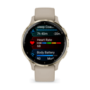 Garmin Venu 3S 41mm Bisel de Acero Inoxidable Beige Gold y Correa de Silicona Beige Gold