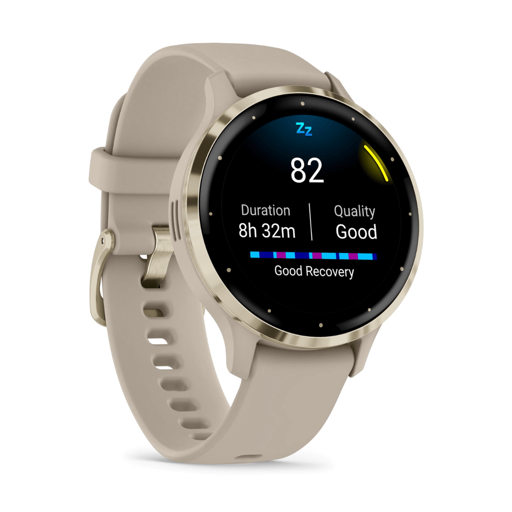 Garmin Venu 3S 41mm Bisel de Acero Inoxidable Beige Gold y Correa de Silicona Beige Gold