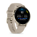 Garmin Venu 3S 41mm Bisel de Acero Inoxidable Beige Gold y Correa de Silicona Beige Gold