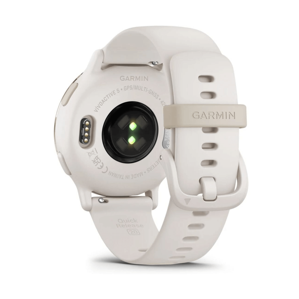 Garmin Vivoactive 5 GPS 42mm Bisel de Aluminio Blanco (Cream Gold) con Correa de Silicona Blanco (Ivory)