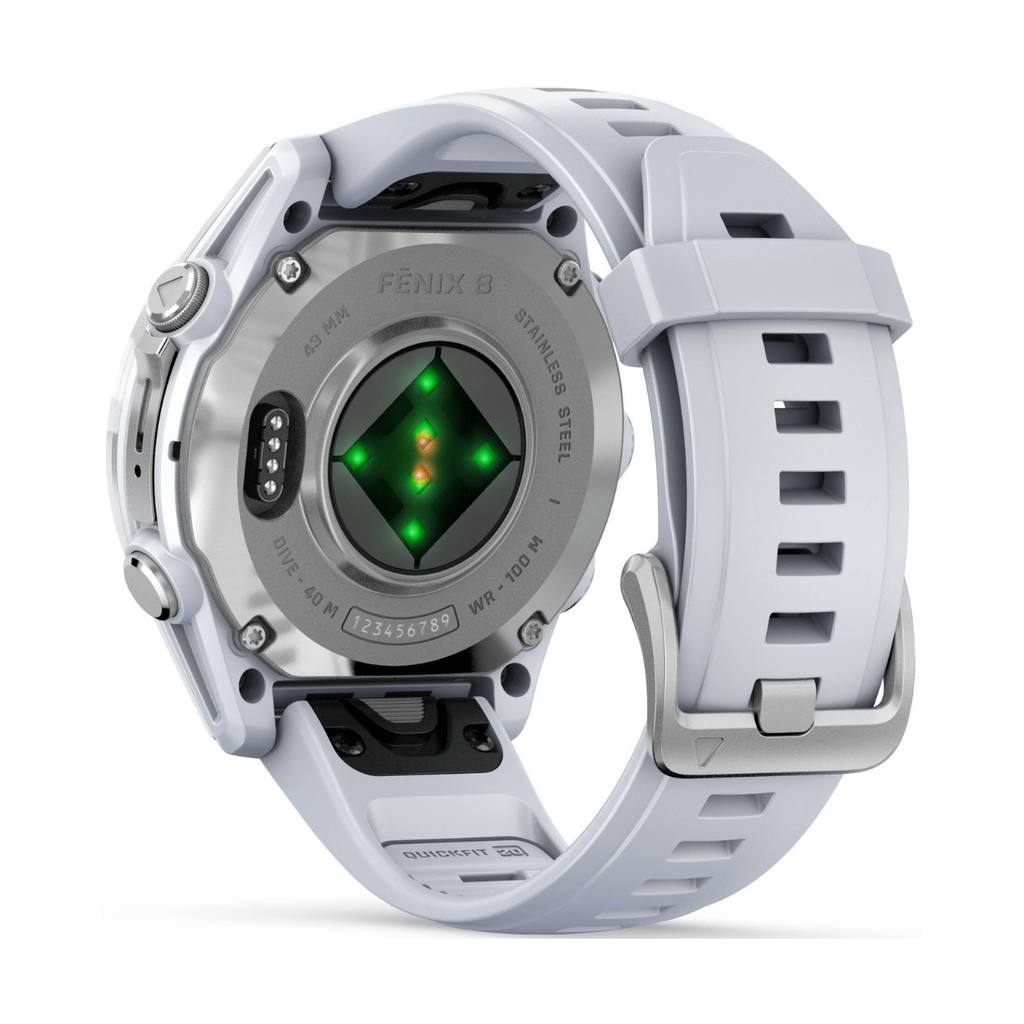Garmin Fénix 8 AMOLED 43mm GPS Plateado con Correa de Silicona Blanca (White)
