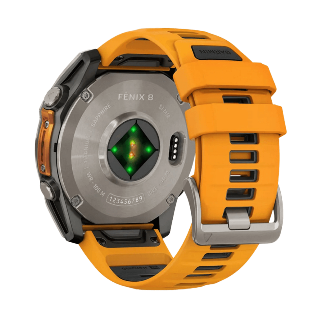 Garmin Fénix 8 AMOLED 51mm GPS Sapphire Titanio con Correa de Silicona Naranja
