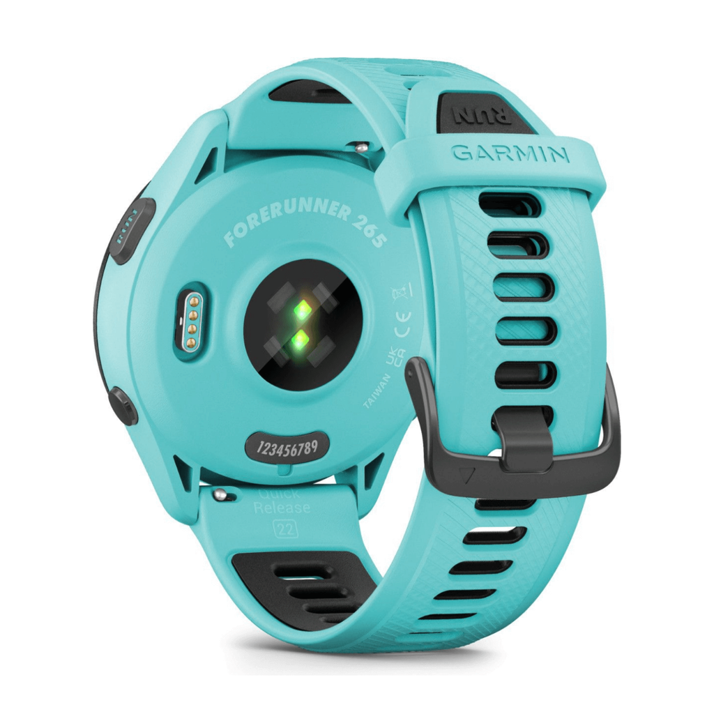Garmin Forerunner 265 46mm GPS Bisel Negro con Correa Silicona Turquesa/Negro