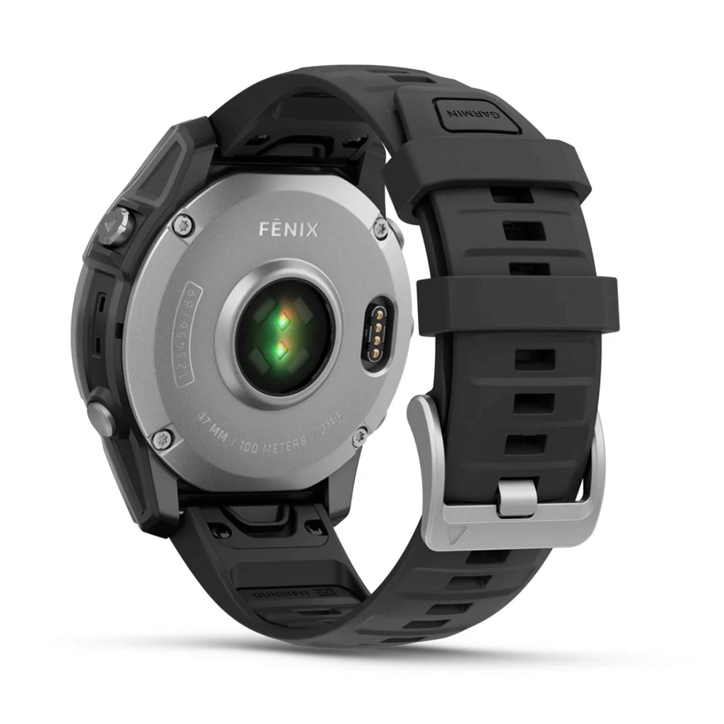 Garmin Fénix E AMOLED 47mm GPS Acero Inoxidable con Correa de Silicona Negra