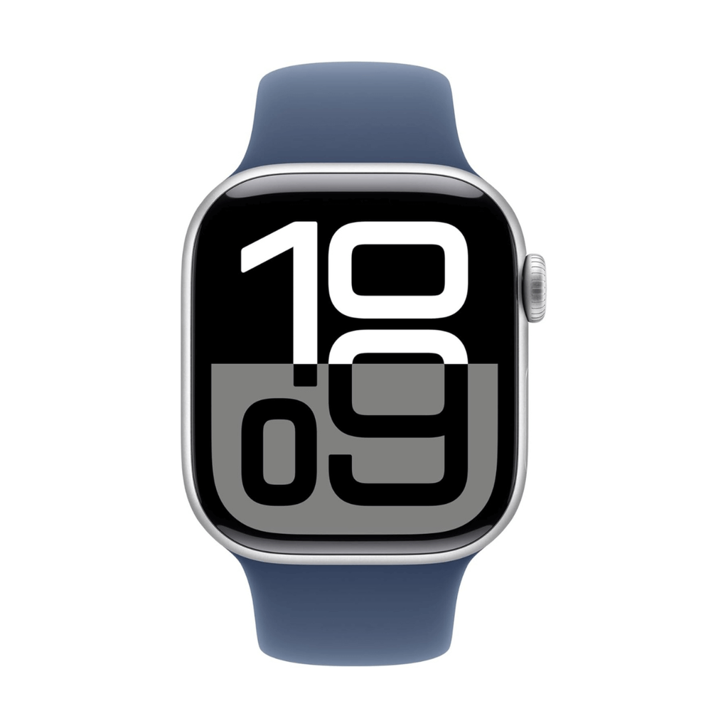Apple Watch Series 10 GPS 46mm Aluminio Plata y Correa Deportiva Azul (Denim) - Talla S/M
