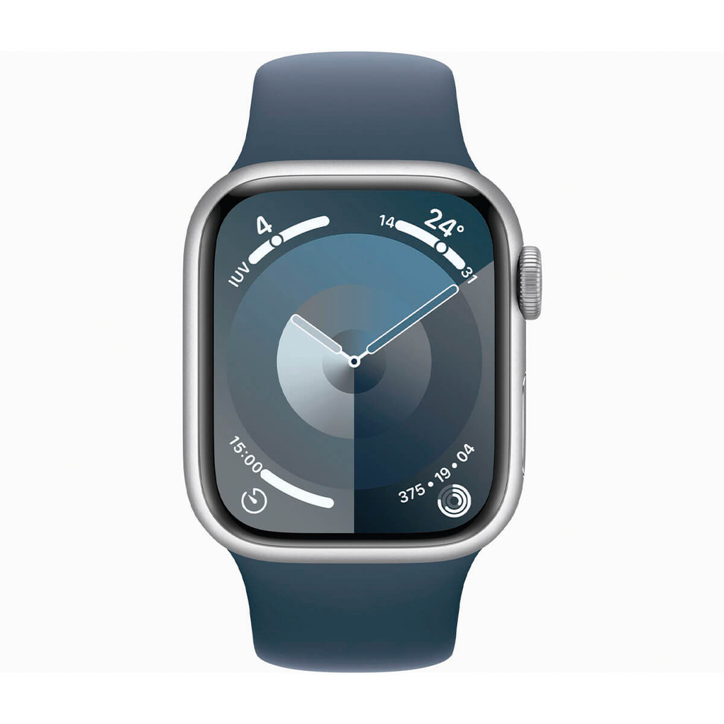 Apple Watch Series 9 GPS 41mm Aluminio Plata y Correa deportiva Azul (Storm Blue)  S/M