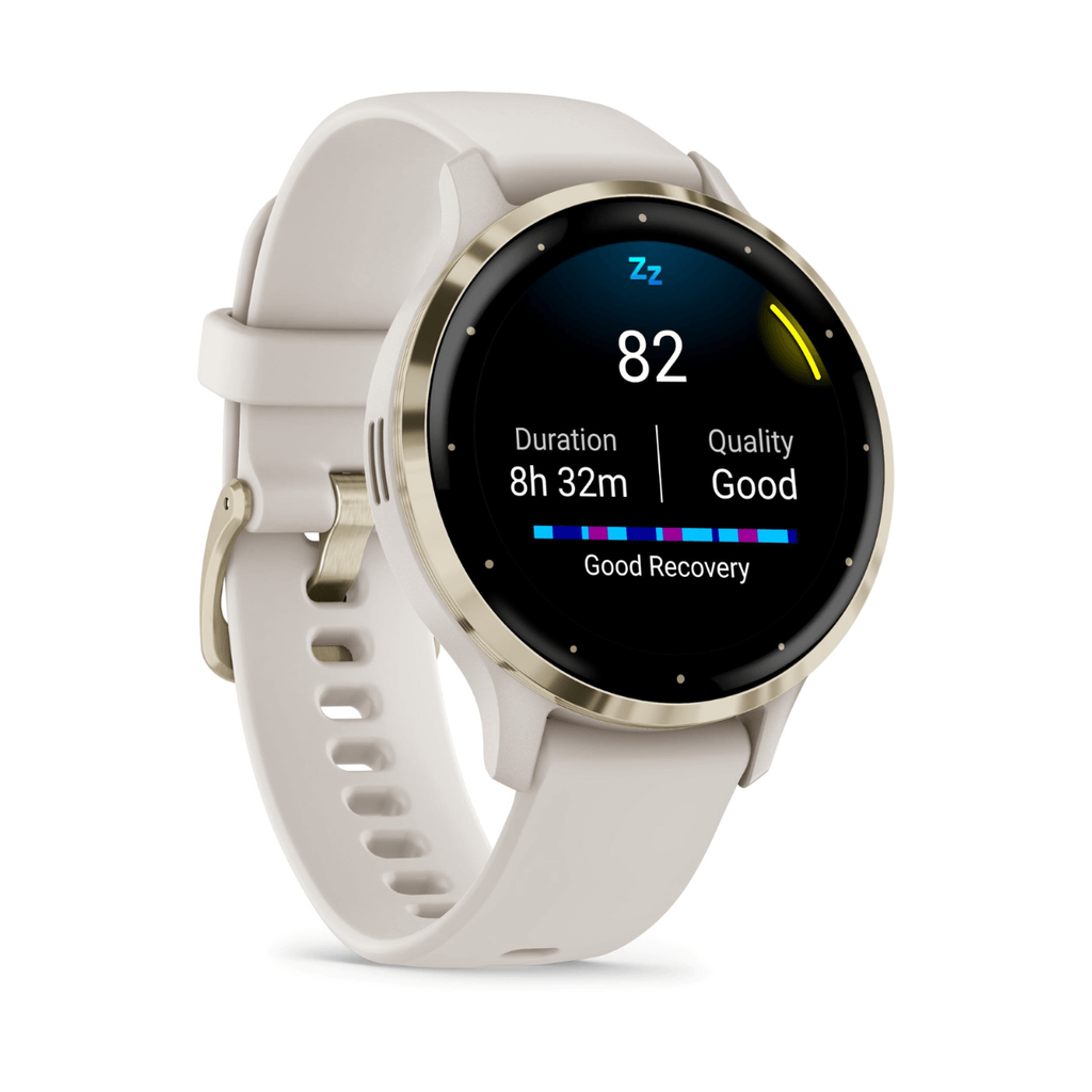 Garmin Venu 3S 41mm Bisel de Acero Inoxidable Gris Gold (Ivory) con Correa de Silicona Beige
