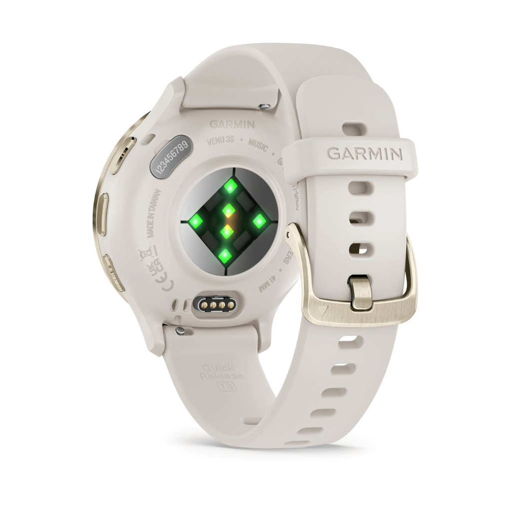 Garmin Venu 3S 41mm Bisel de Acero Inoxidable Gris Gold (Ivory) con Correa de Silicona Beige