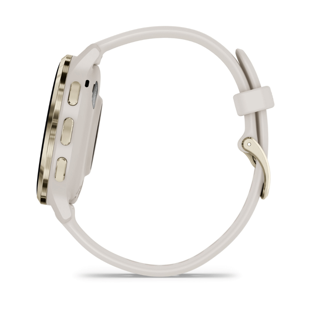 Garmin Venu 3S 41mm Bisel de Acero Inoxidable Gris Gold (Ivory) con Correa de Silicona Beige