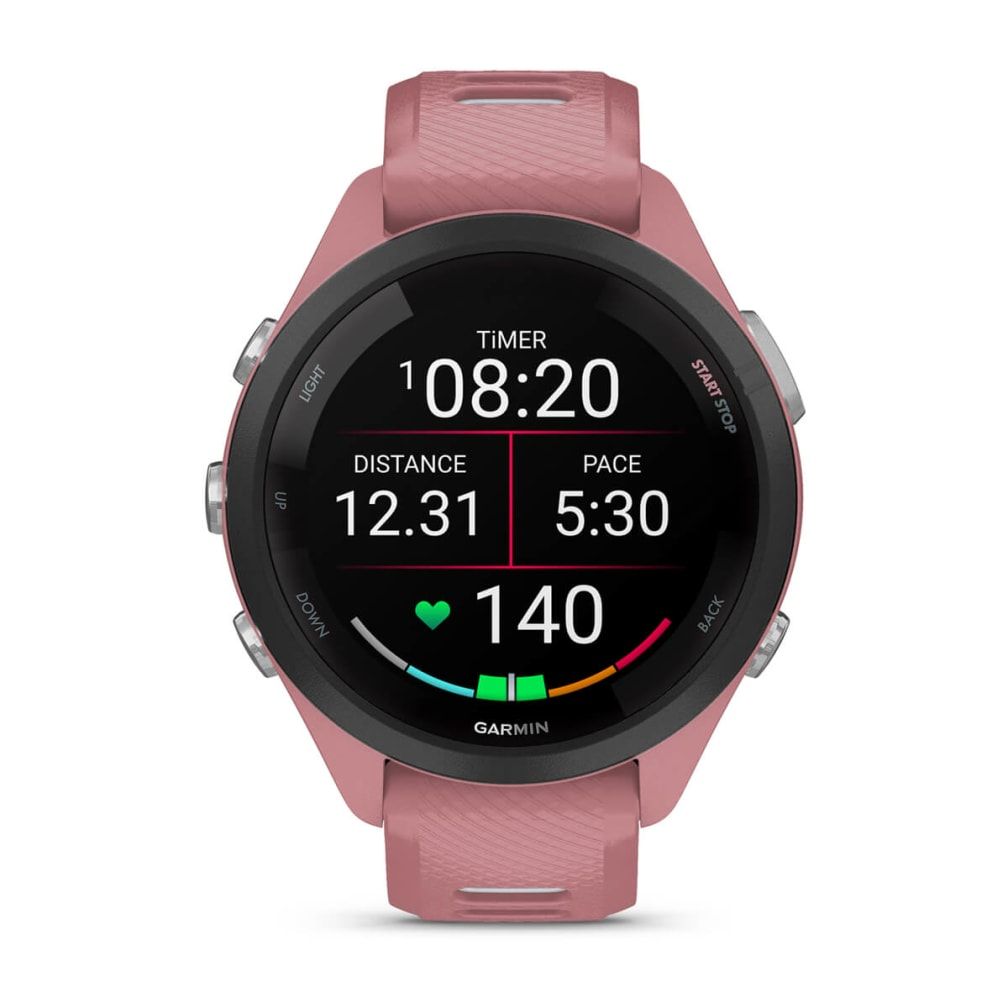 Garmin Forerunner 265S Bluetooth 42 mm Negro, Rosa (Black,Pink) + correa Silicona Rosa, Blanco