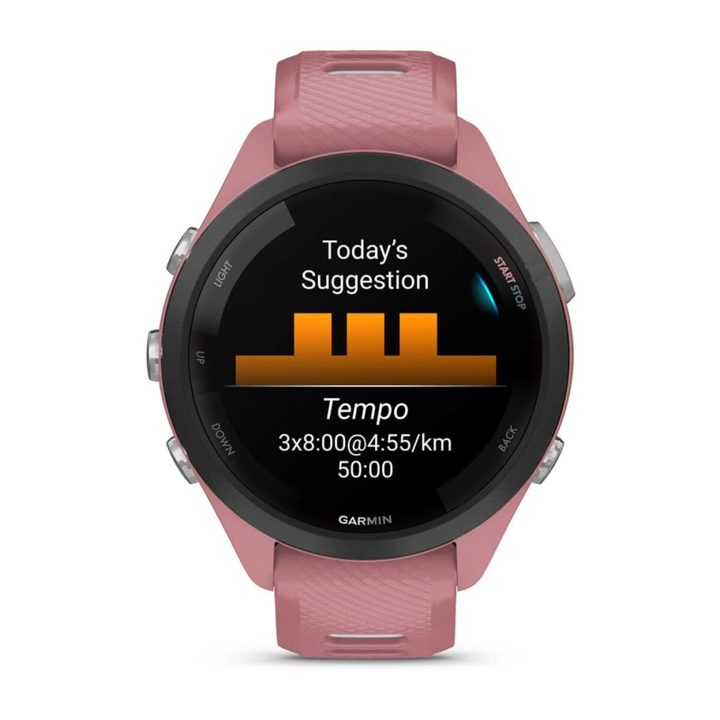 Garmin Forerunner 265S Bluetooth 42 mm Negro, Rosa (Black,Pink) + correa Silicona Rosa, Blanco