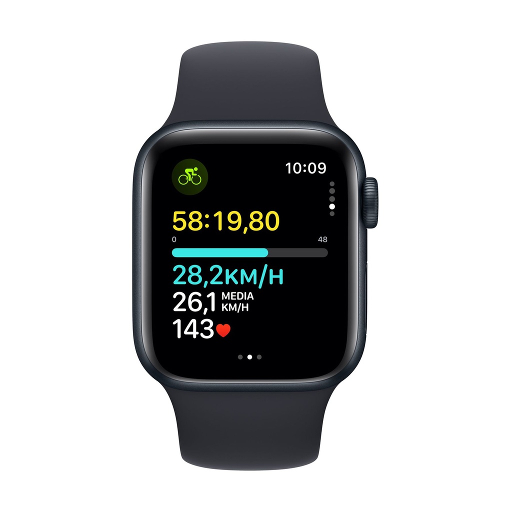 Apple Watch SE (2ª Gen) 2023 GPS + Cellular 40mm Aluminio y Correa Deportiva Negro (Midnight) - Talla S/M