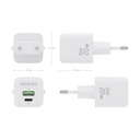 Aisens GaN Wall Charger ASCH-20W2P010-W/ 1xUSB Type-C/ 1xUSB/ 20W