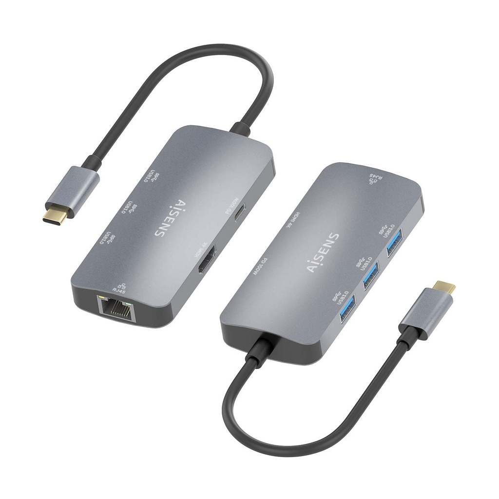Docking USB Tipo-C Aisens ASUC-6P019-GR/ 1xHDMI 4K/ 3xUSB/ 1xRJ45/ 1xUSB Tipo-C PD/ Gris