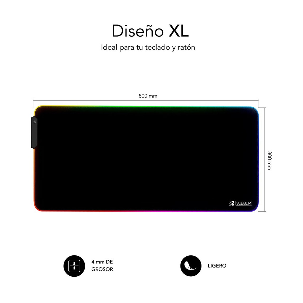 Subblim MP-02RGB01 LED RGB XL mat/ 800 x 300 x 4 mm