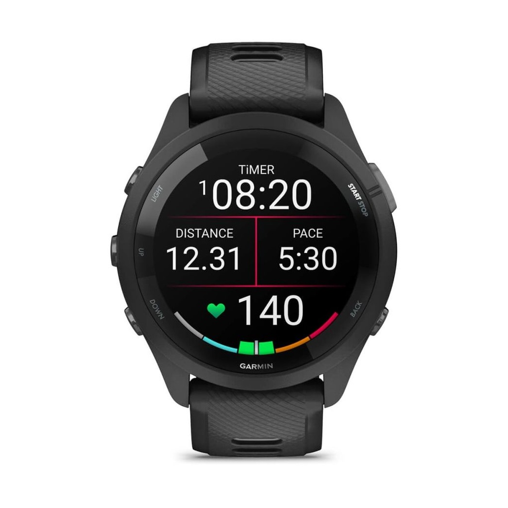 Garmin Forerunner 265 46mm GPS Bisel y Carcasa Negro con Correa de Silicona Negro/Gris