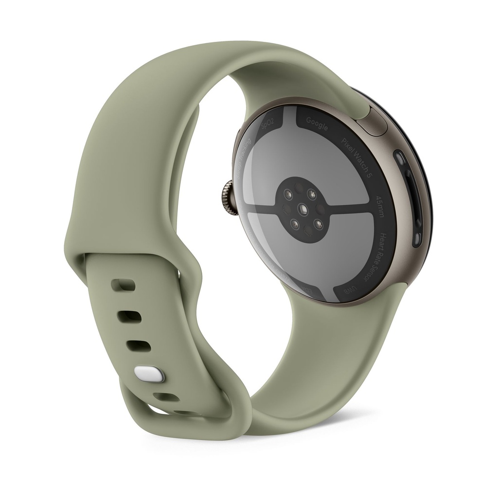 Google Pixel Watch 5 45mm Bluetooth Aluminio Dorado (Satin Pyrite) y correa deportiva Verde (Olive)