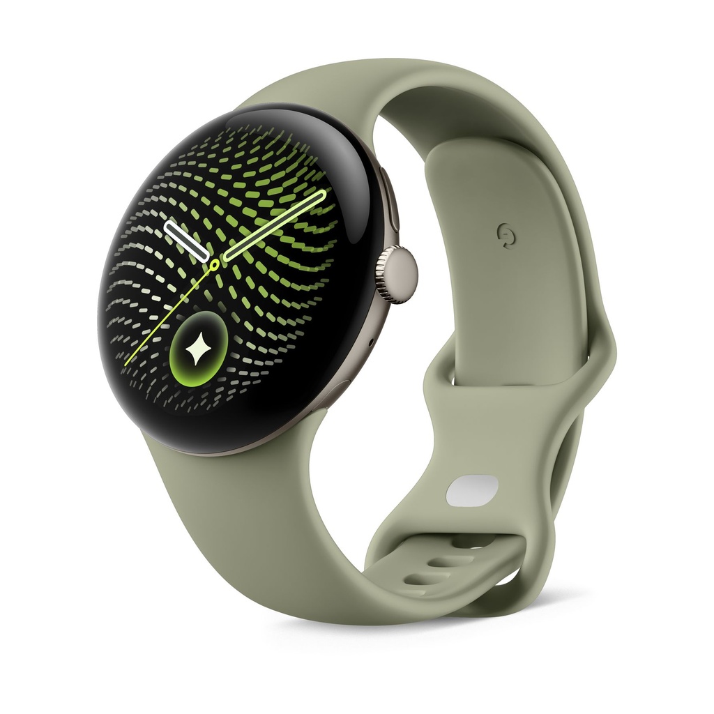 Google Pixel Watch 5 45mm Bluetooth Aluminio Dorado (Satin Pyrite) y correa deportiva Verde (Olive)