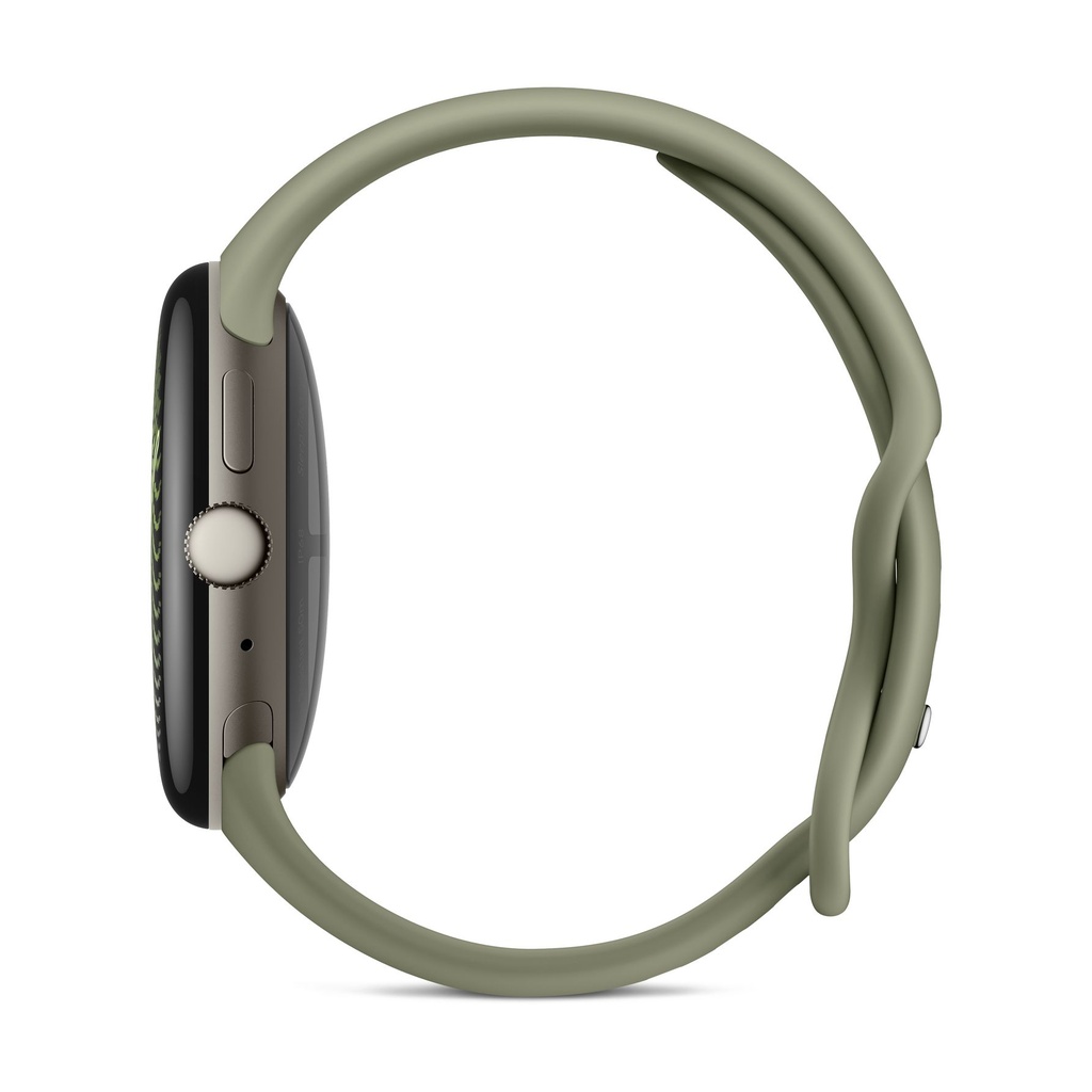 Google Pixel Watch 5 45mm Bluetooth Aluminio Dorado (Satin Pyrite) y correa deportiva Verde (Olive)