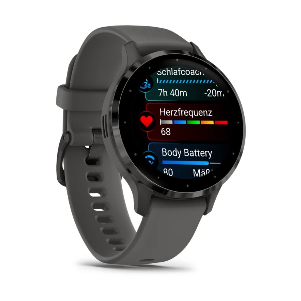 Garmin Venu 3S 41mm Bisel de Acero Inoxidable Gris con Correa de Silicona Gris (Pebble Grey)