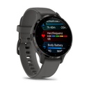 Garmin Venu 3S 41mm Bisel de Acero Inoxidable Gris con Correa de Silicona Gris (Pebble Grey)