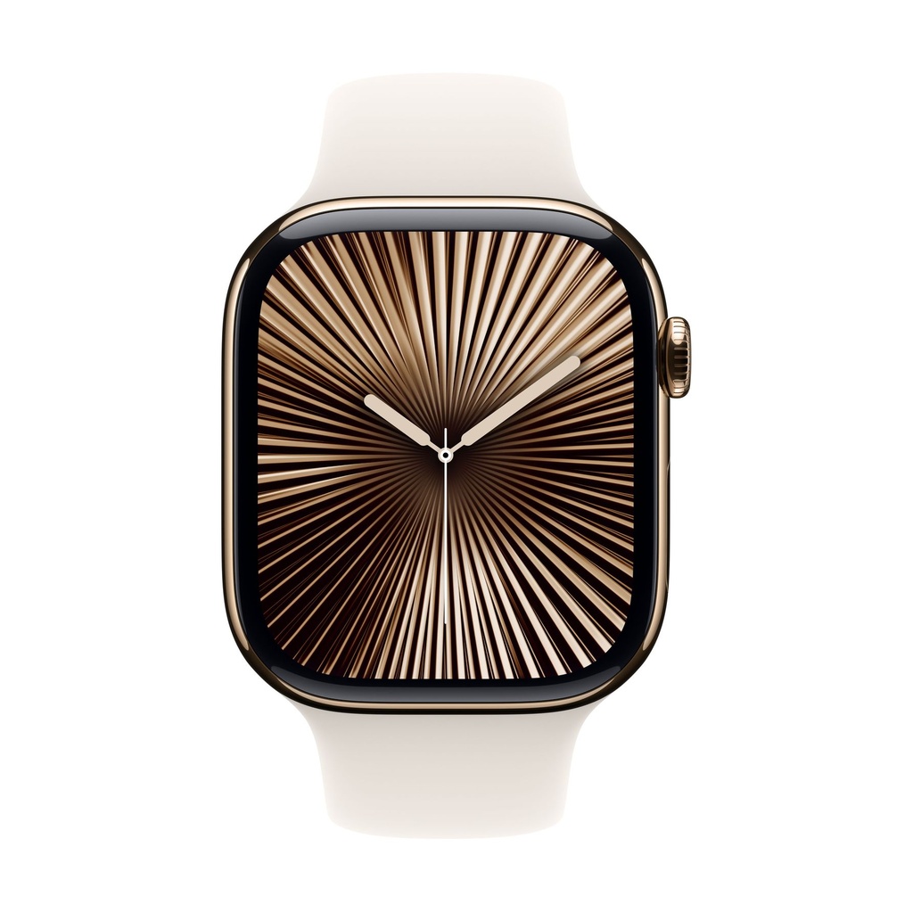 Apple Watch Series 10 GPS + Cellular 46mm Titanio Oro y Correa Deportiva Blanca (Starlight) - Talla M/L