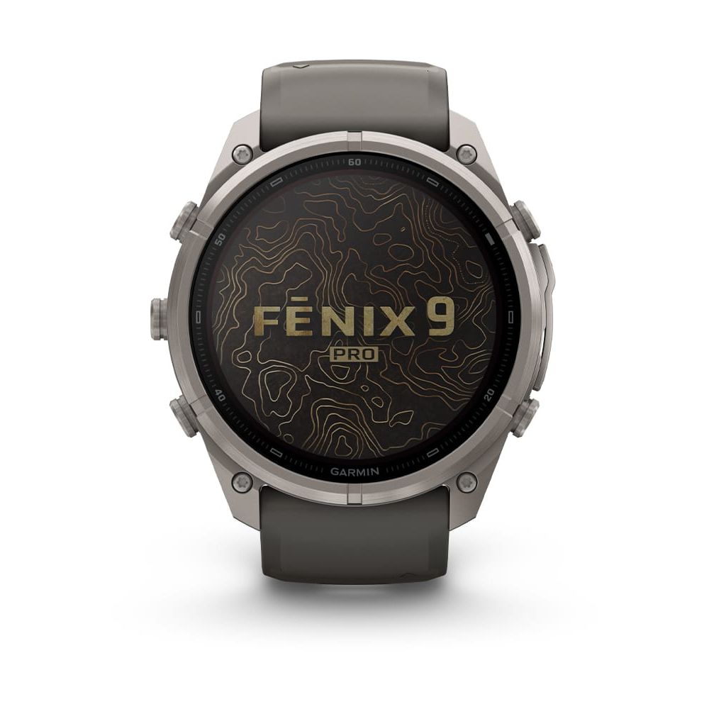 Garmin fēnix 9 Pro 4G 47 mm Titanio (Titanium) + correa Silicona Grafito, Negro