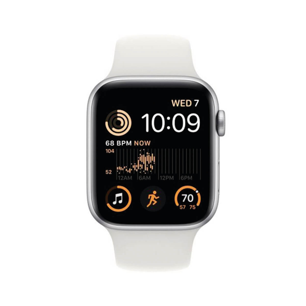 Apple Watch SE (2ª Gen.) 2022 GPS 44mm Aluminio Plata (Silver) y Correa Deportiva Blanca (Starlight)