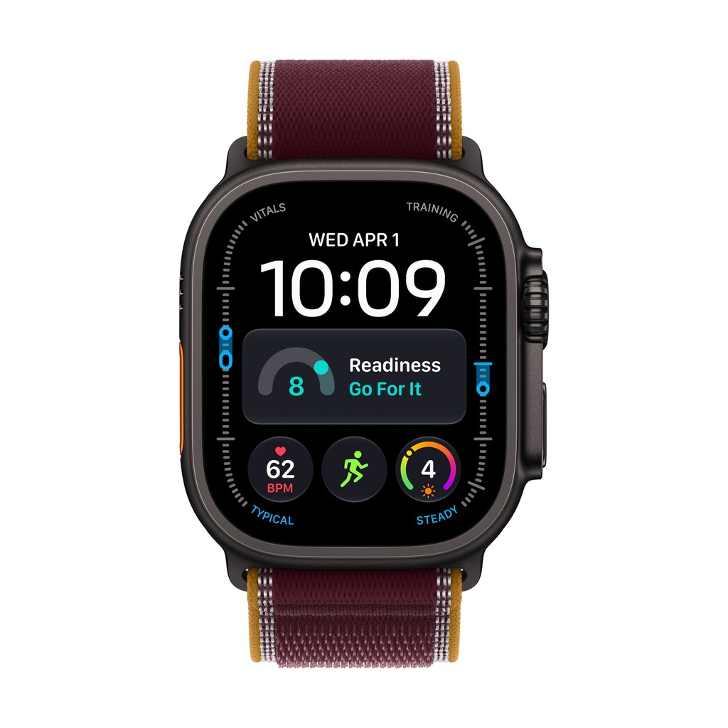 Apple Watch Ultra 4 GPS + Cellular 49mm Titanio Negro con Correa Trail Loop Burdeos (Burgundy) - Talla M/L