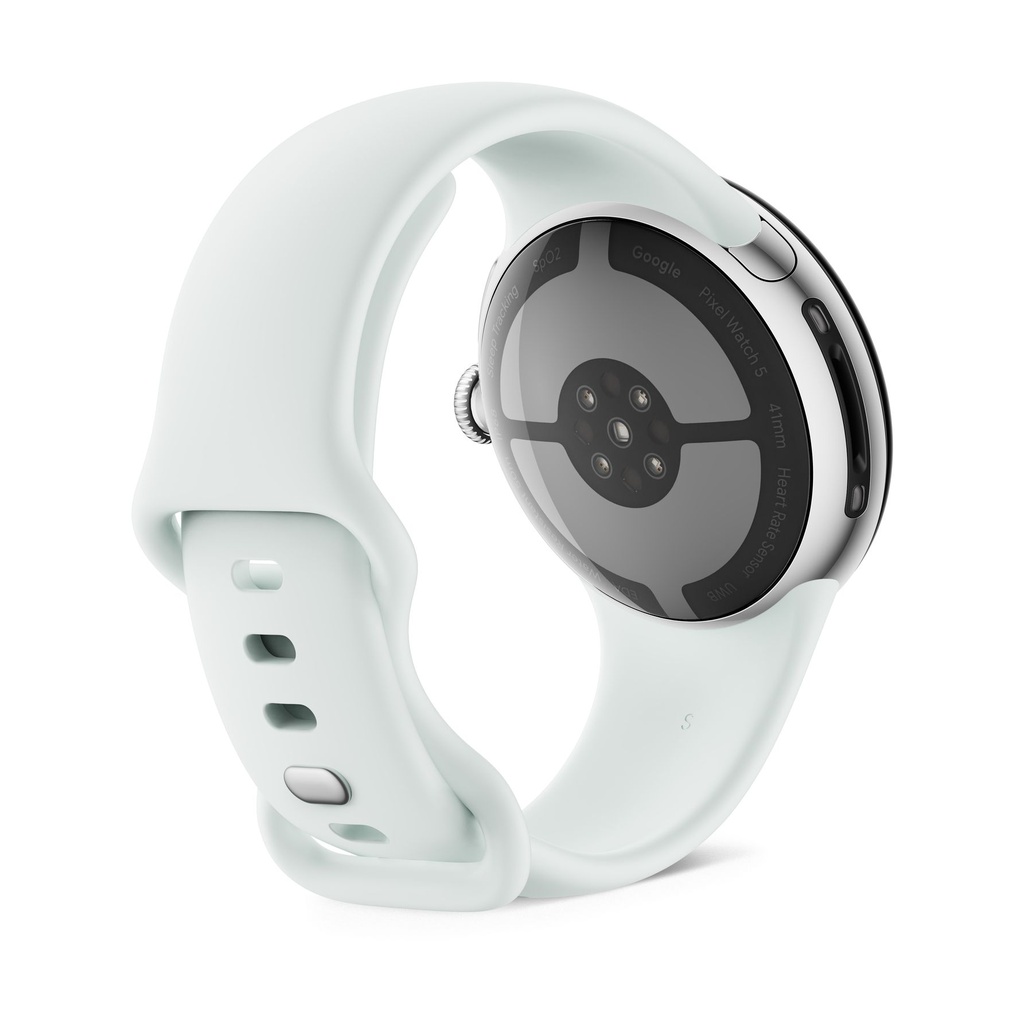 Google Pixel Watch 5 Plata (Polished Silver) y correa deportiva Gris Niebla (Fog)