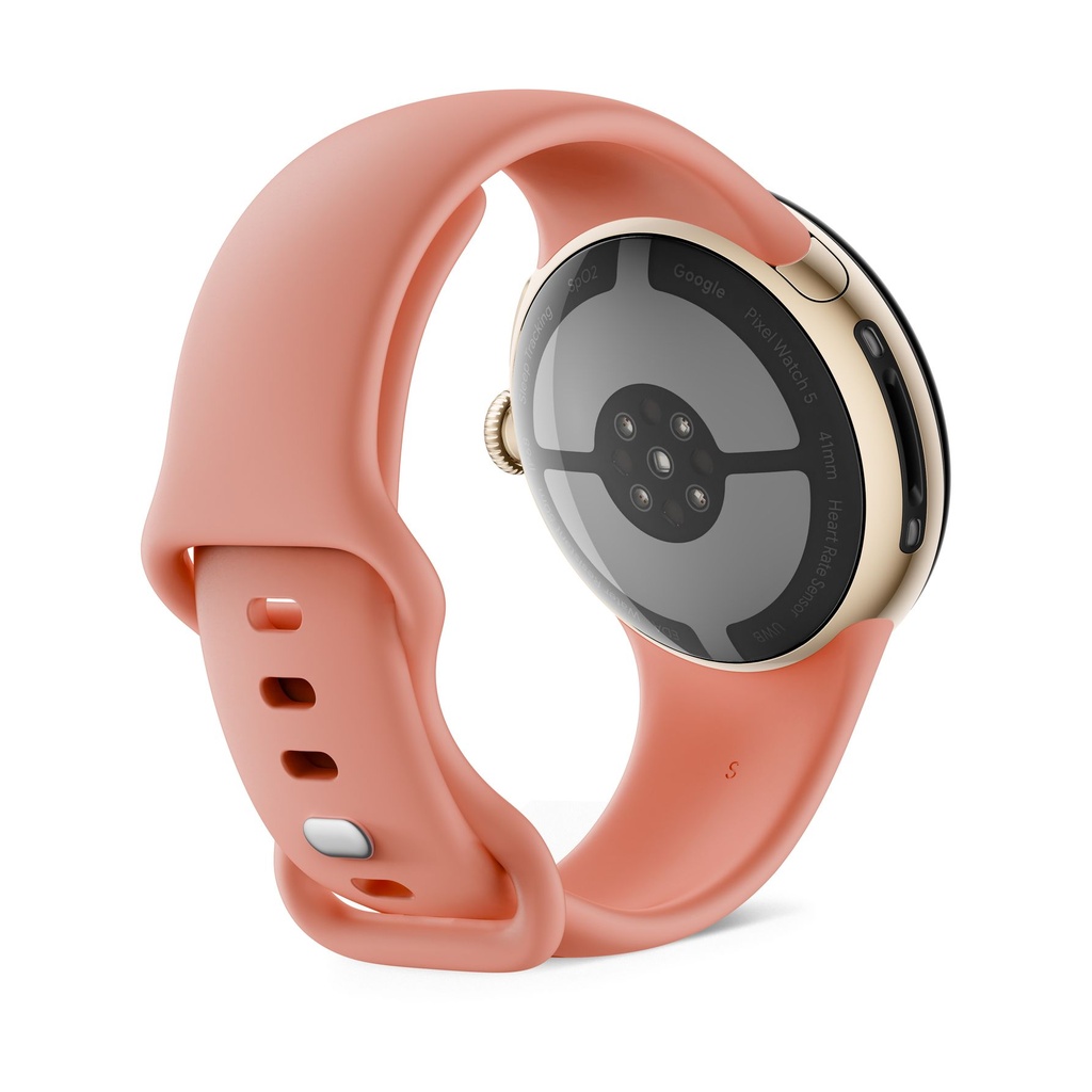 Google Pixel Watch 5 41mm Bluetooth Aluminio Dorado (Champagne Gold) y correa deportiva Rosa (Canyon)