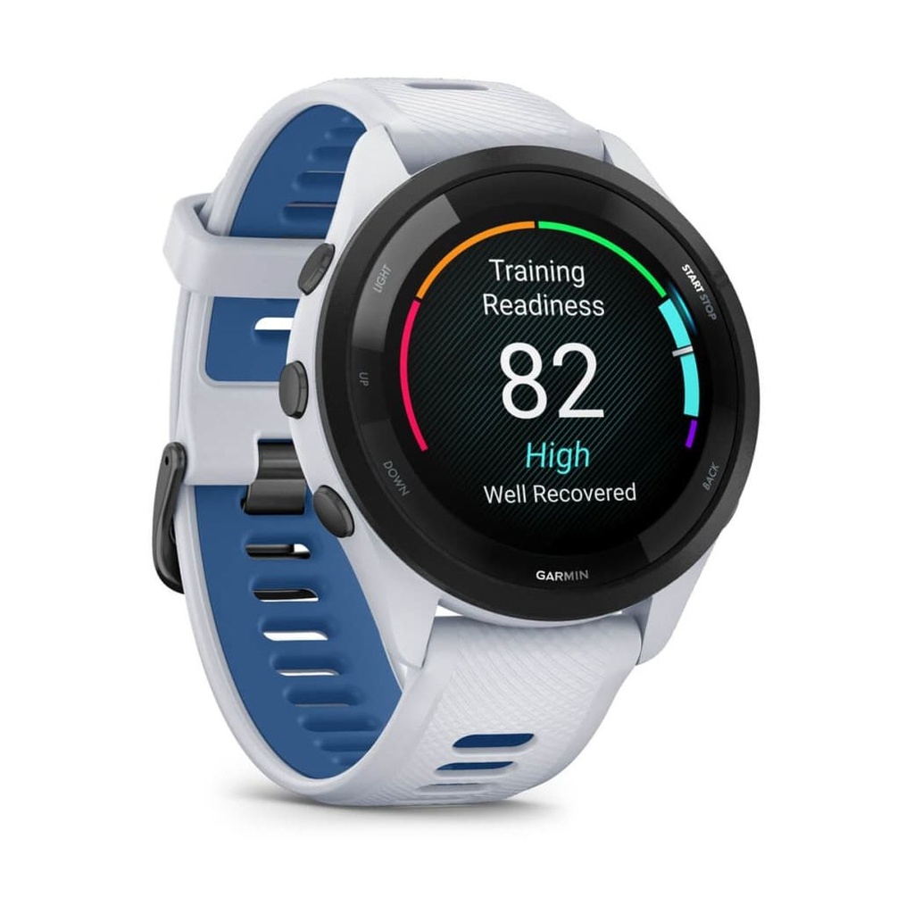 Garmin Forerunner 265 46mm GPS Bisel Negro con Correa Silicona Blanco/Azul
