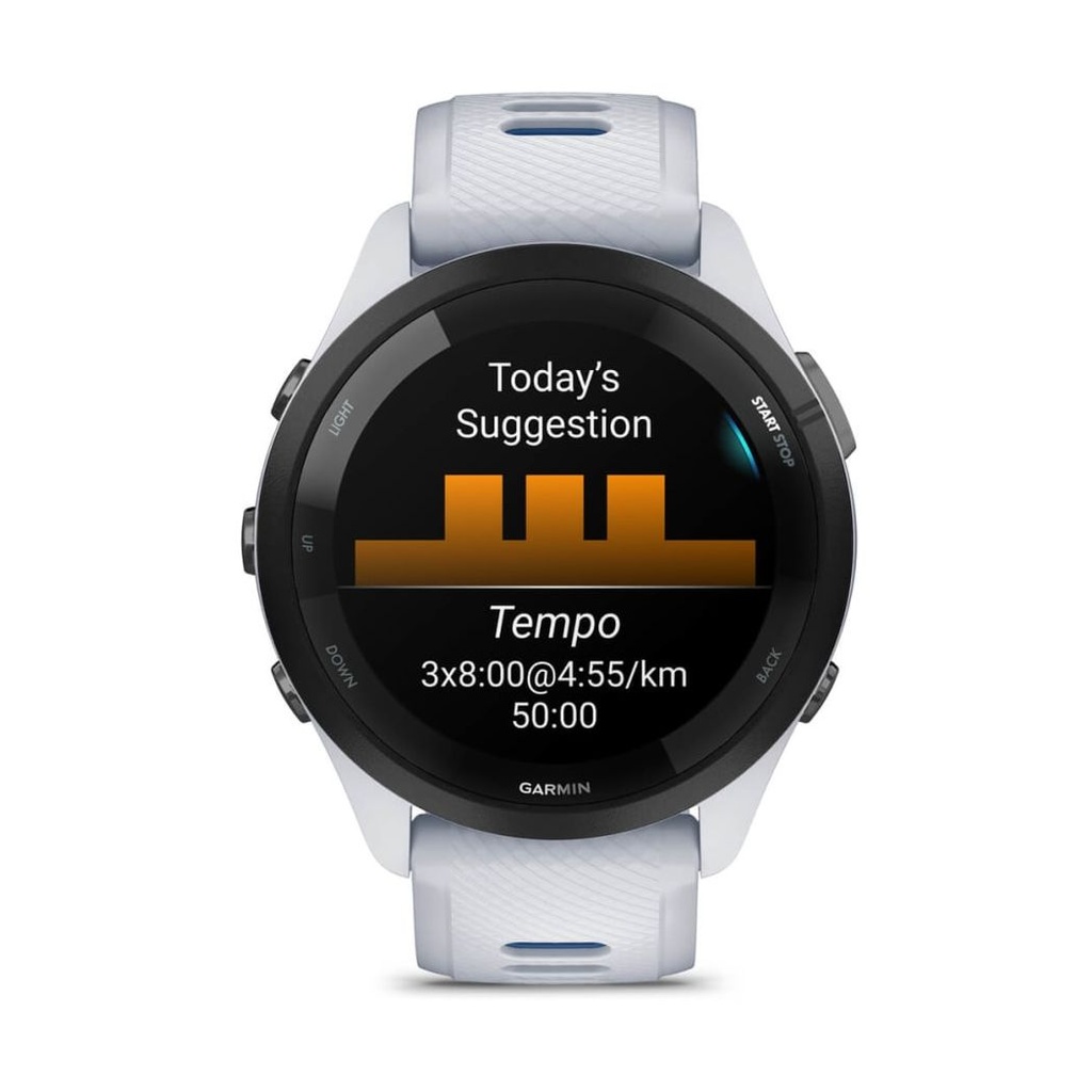 Garmin Forerunner 265 46mm GPS Bisel Negro con Correa Silicona Blanco/Azul