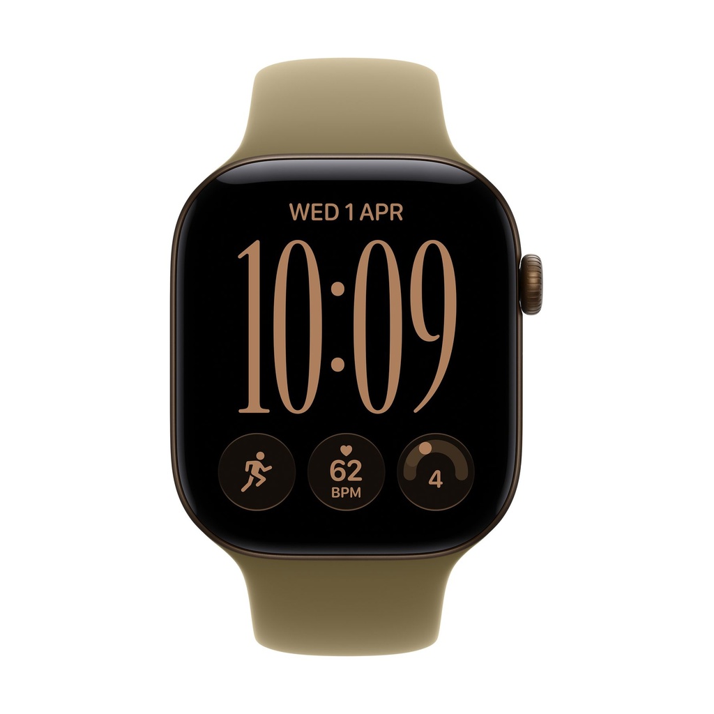 Apple Watch Series 12 GPS 46mm Aluminio Bronce Oscuro y Correa Deportiva Verde Oliva - Talla M/L