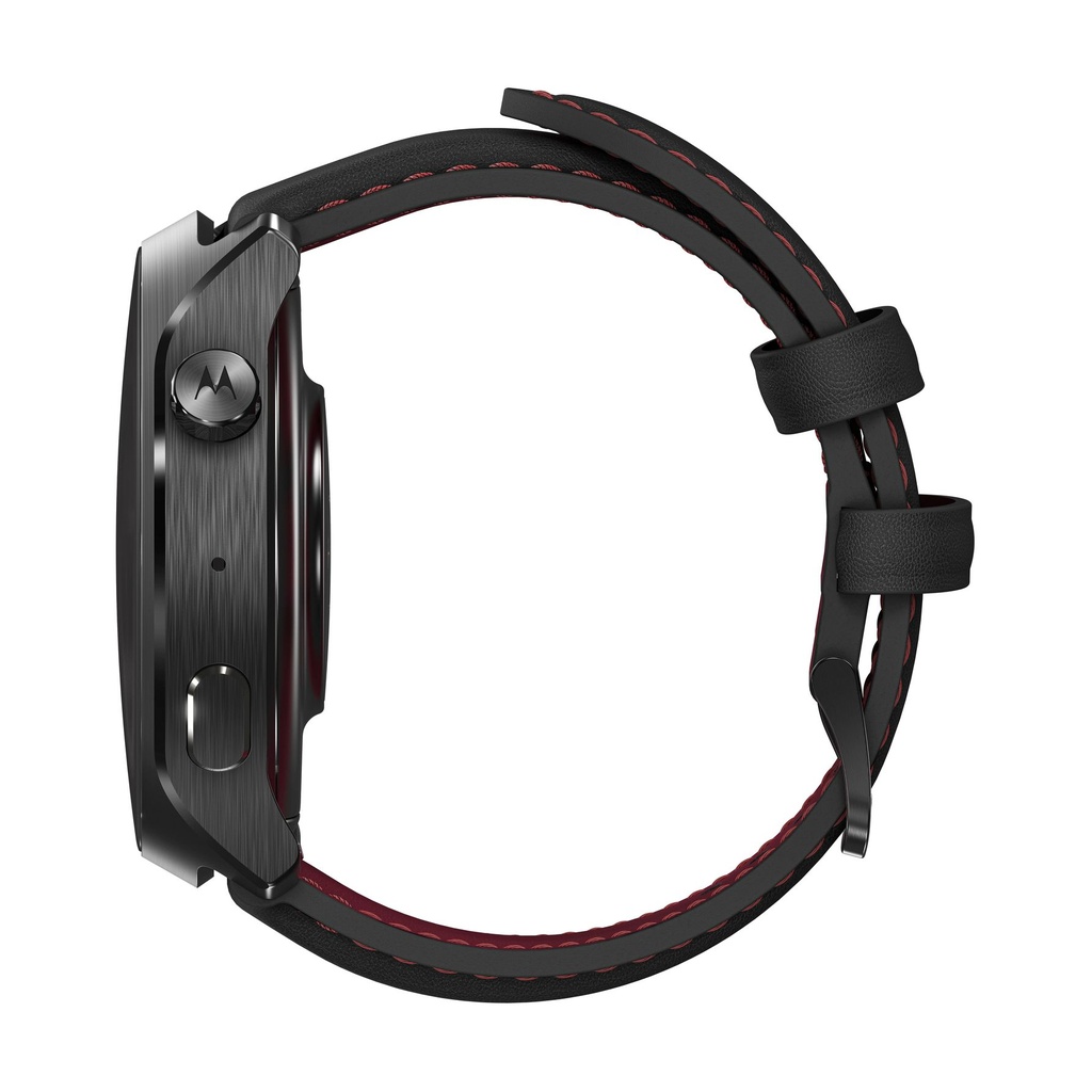 Motorola moto watch ultra 4G 46 mm Acero inoxidable (Stainless steel) + correa Silicona, Cuero Negro, Burdeos