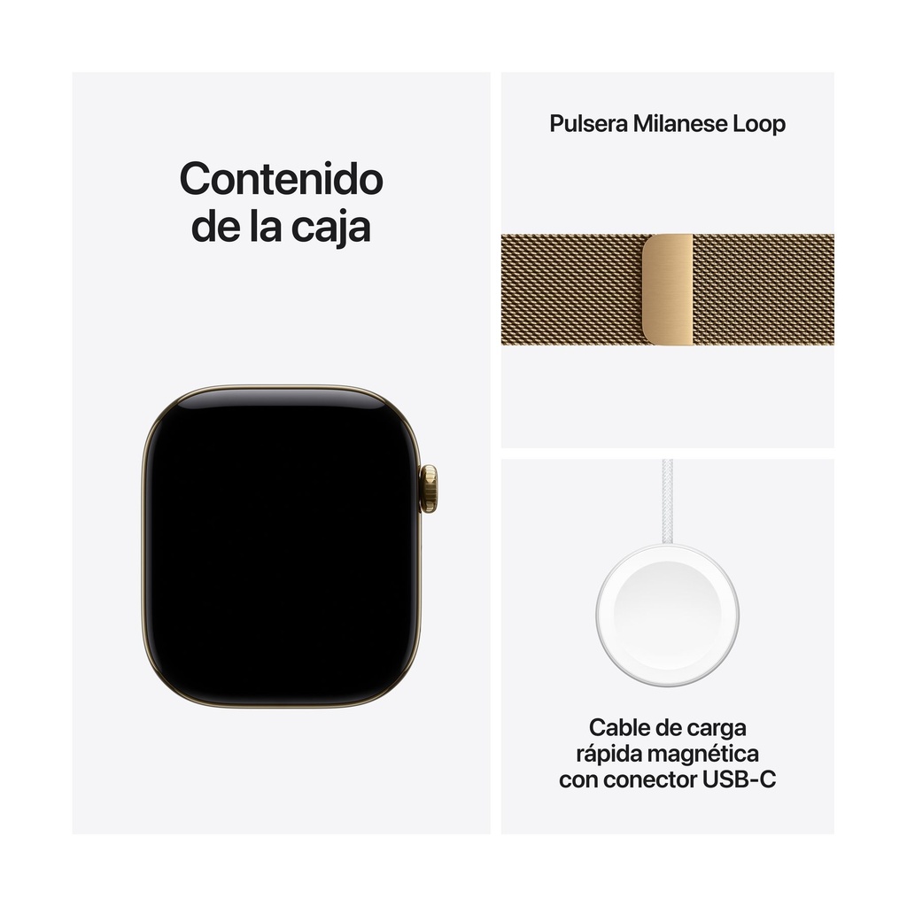 Apple Watch Series 12 GPS + Cellular 46mm Titanio Oro Brillante con Correa Milanese Loop Oro Brillante M/L