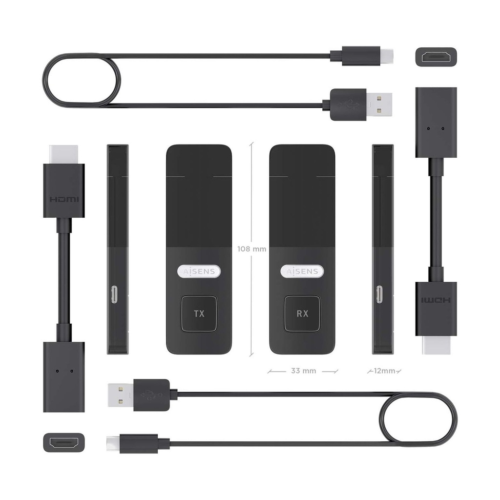 Adaptador/Transmisor de vídeo inalámbrico HDMI Aisens ASWL-H2K30M001-BK