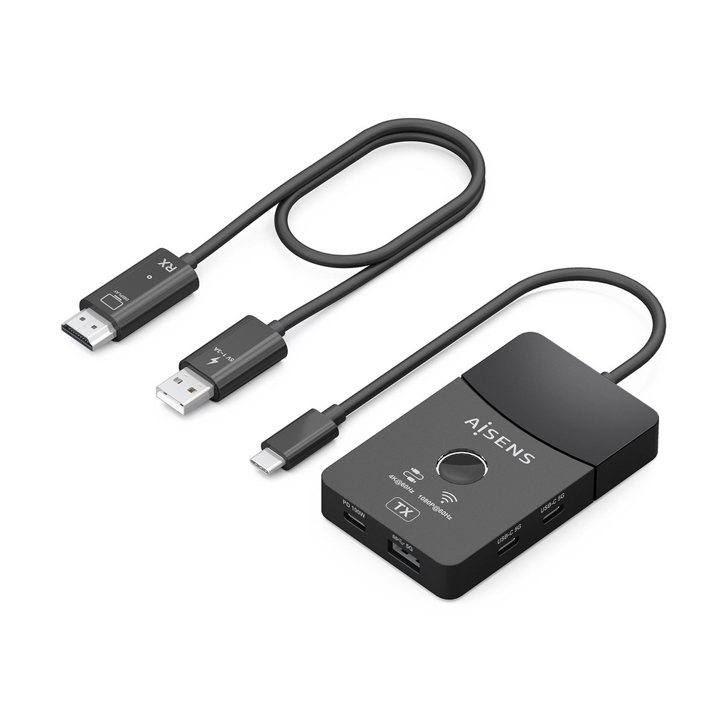 Adaptador/Transmisor de vídeo inalámbrico USB Tipo-C - HDMI Aisens ASWL-H2KDC30M05-BK/ 100W