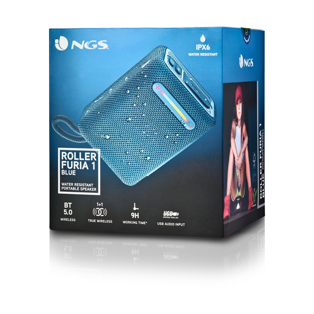 Altavoz con Bluetooth NGS Roller Furia 1/ 15W/ 2.0/ Azul