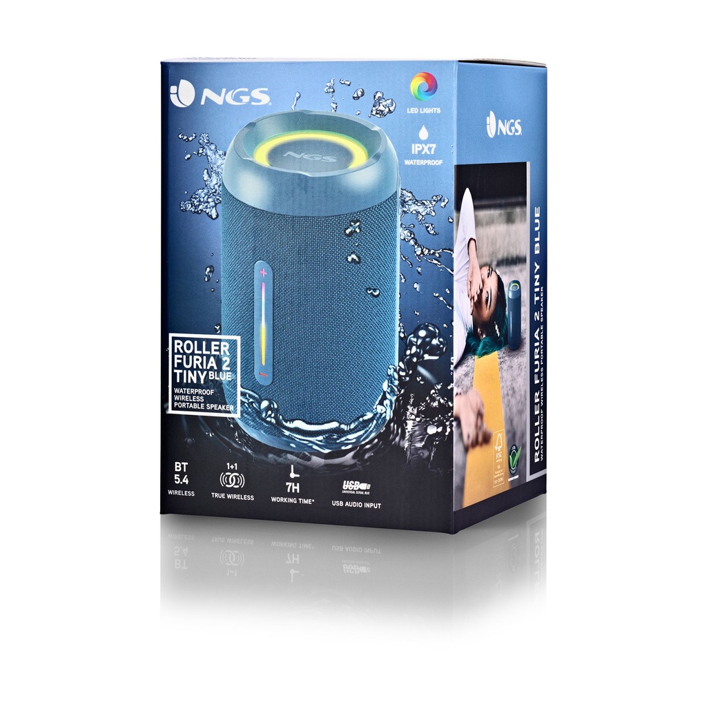 Altavoz con Bluetooth NGS Roller Furia 2 Tiny/ 20W/ 2.0/ Azul