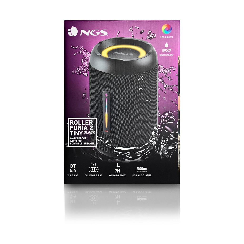 Altavoz con Bluetooth NGS Roller Furia 2 Tiny/ 20W/ 2.0/ Negro