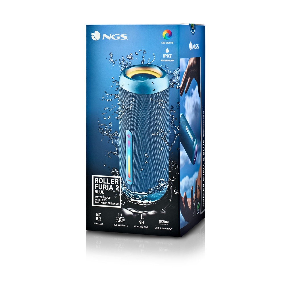 Altavoz con Bluetooth NGS Roller Furia 2/ 30W/ 2.0/ Azul