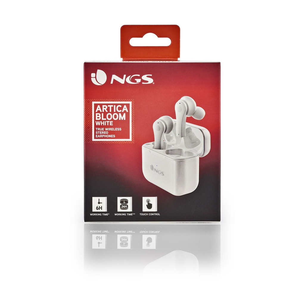 Auriculares Bluetooth NGS Ártica Bloom con estuche de carga/ Autonomía 6h/ Blancos
