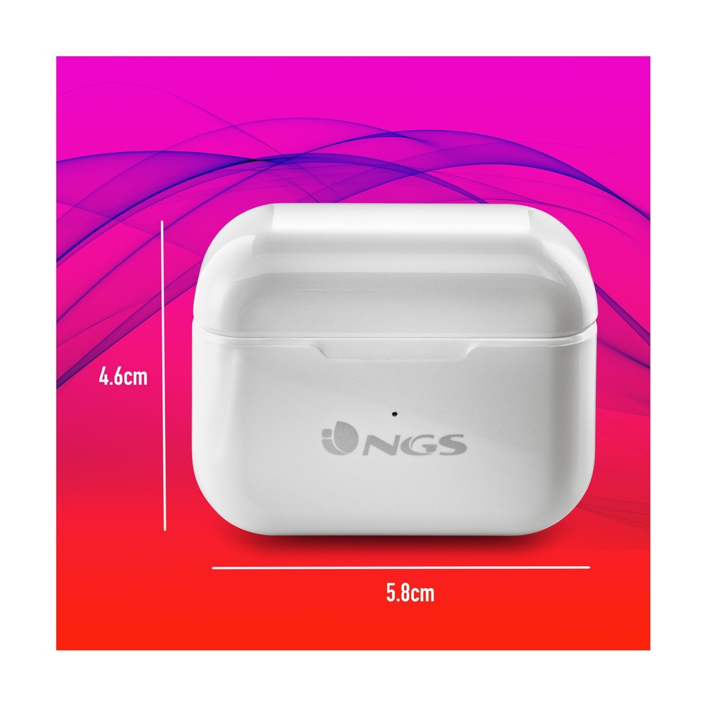 Auriculares Bluetooth NGS Ártica Bloom con estuche de carga/ Autonomía 6h/ Blancos