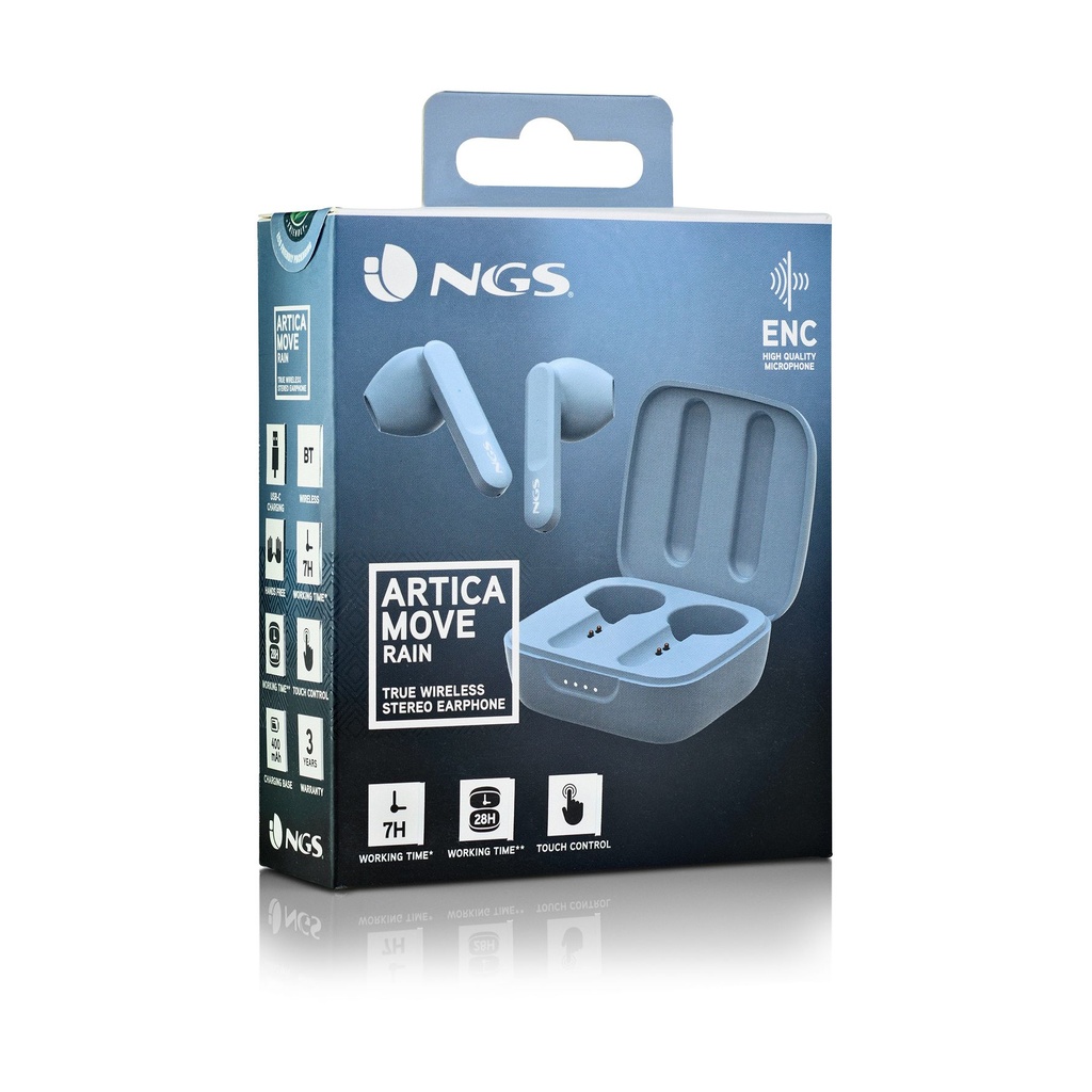 Auriculares Bluetooth NGS Ártica Move con estuche de carga/ Autonomía 7h/ Azules